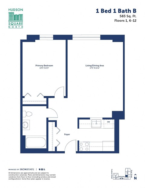 this image shows a floor plan of a 1 bed 1 bath b floor plan